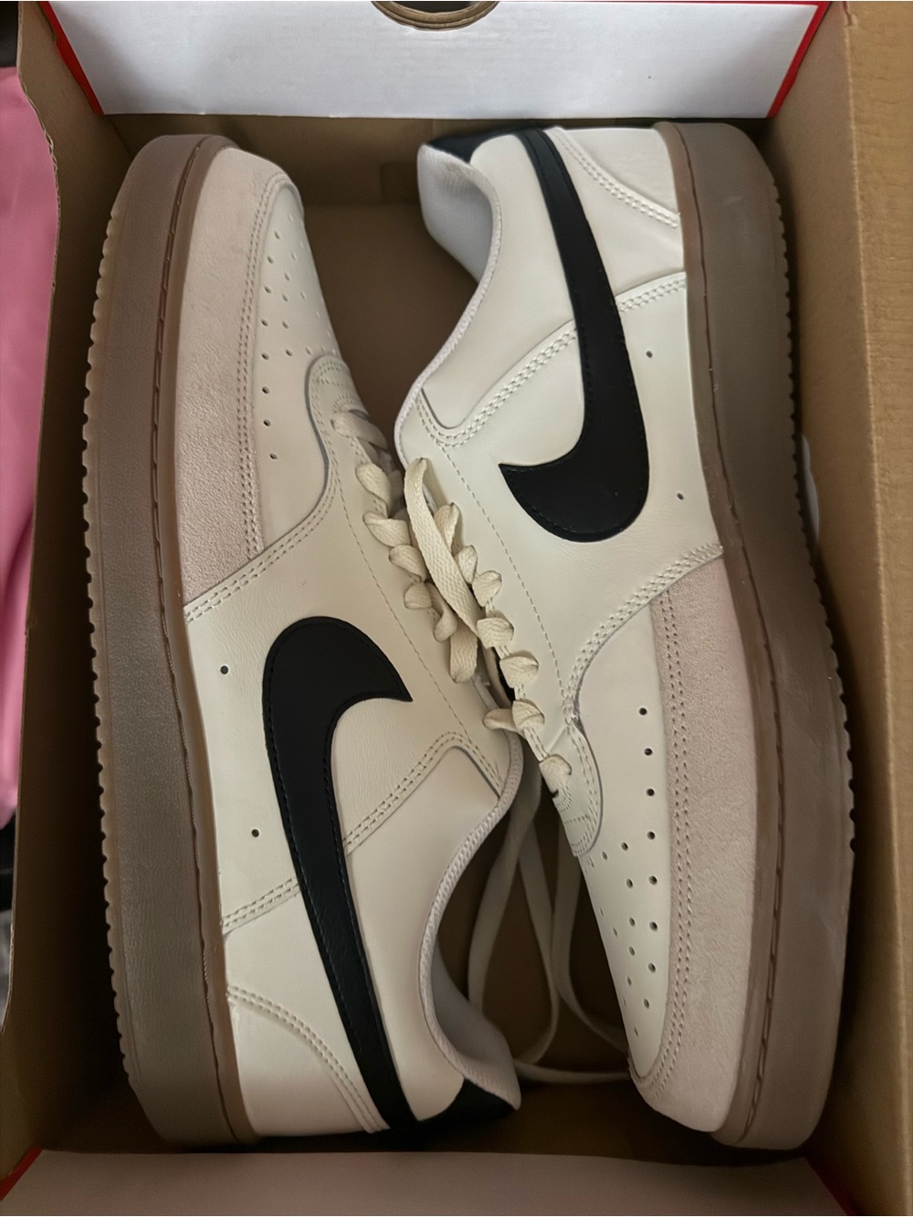 New in box Nike Court Vision Low Sneakers – Sail/Black/Gum – Men’s Size 12.5